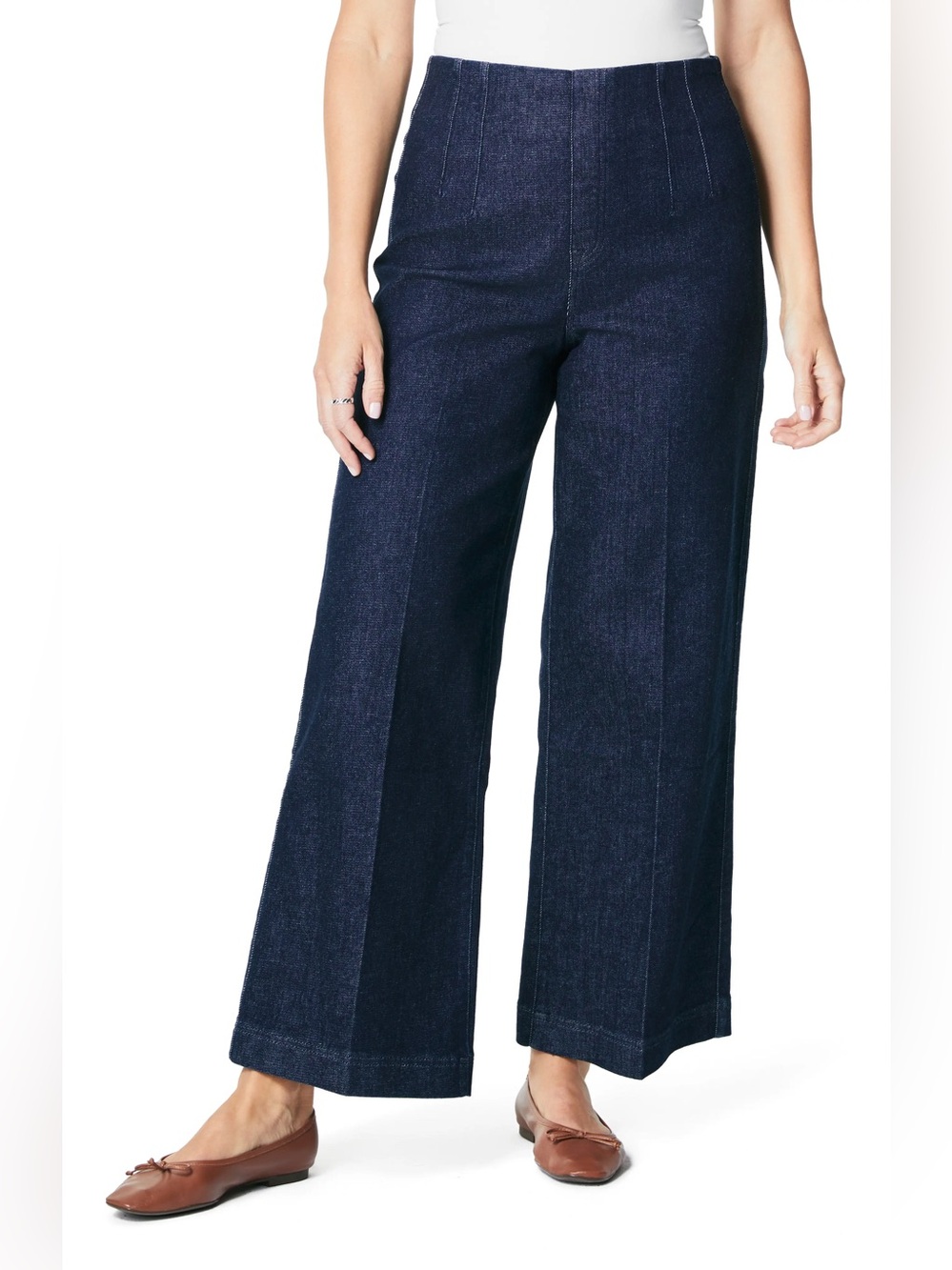 Spanx Zero Waistband Crop Wide Leg Jeans Size Large